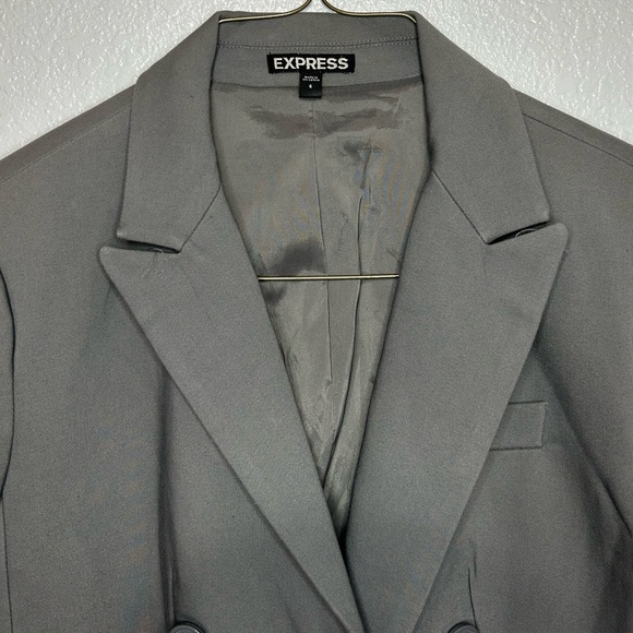 Express Charcoal Gray Double-Breasted Blazer | Size M (6) - Picture 3 of 8